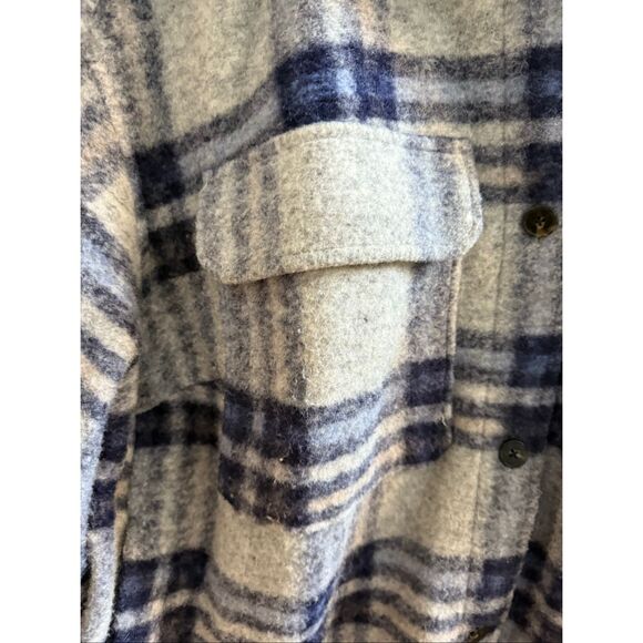 H&M Blue & Gray Long Wool Blend Shacket Coat sz XXL EUC - Picture 5 of 10